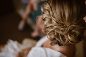 Bride Getting Ready Portrait with Updo | Tampa Bay Wedding Hair