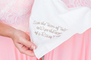 Wedding Handkerchief Embroidered with Quote