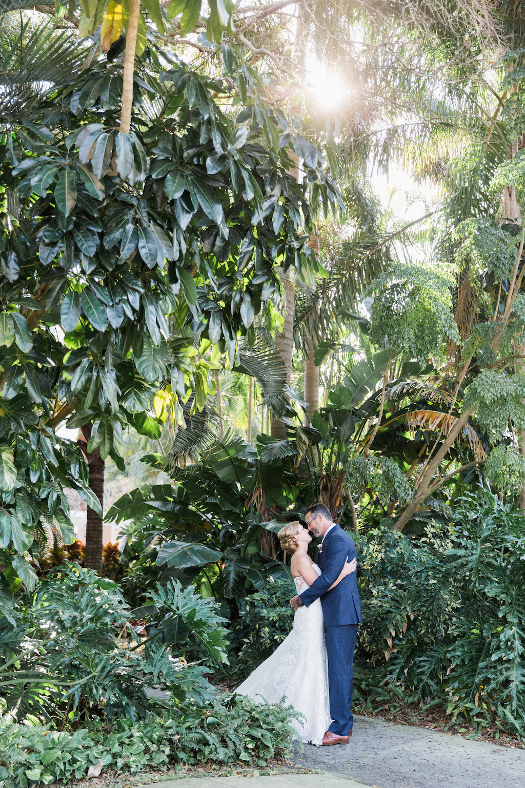 Outdoor Garden First Look Portrait | Tampa Bay Wedding Venue The Vinoy Renaissance