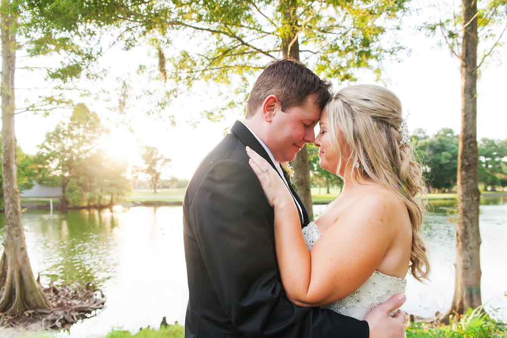 Bride and Groom Outdoor Garden Wedding Portrait | Clearwater Florida Wedding Venue Countryside Country Club | Photographer Limelight Photography