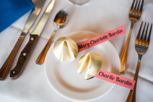 Asian Inspired Wedding Fortune Cookie Favors with Name Place Cards