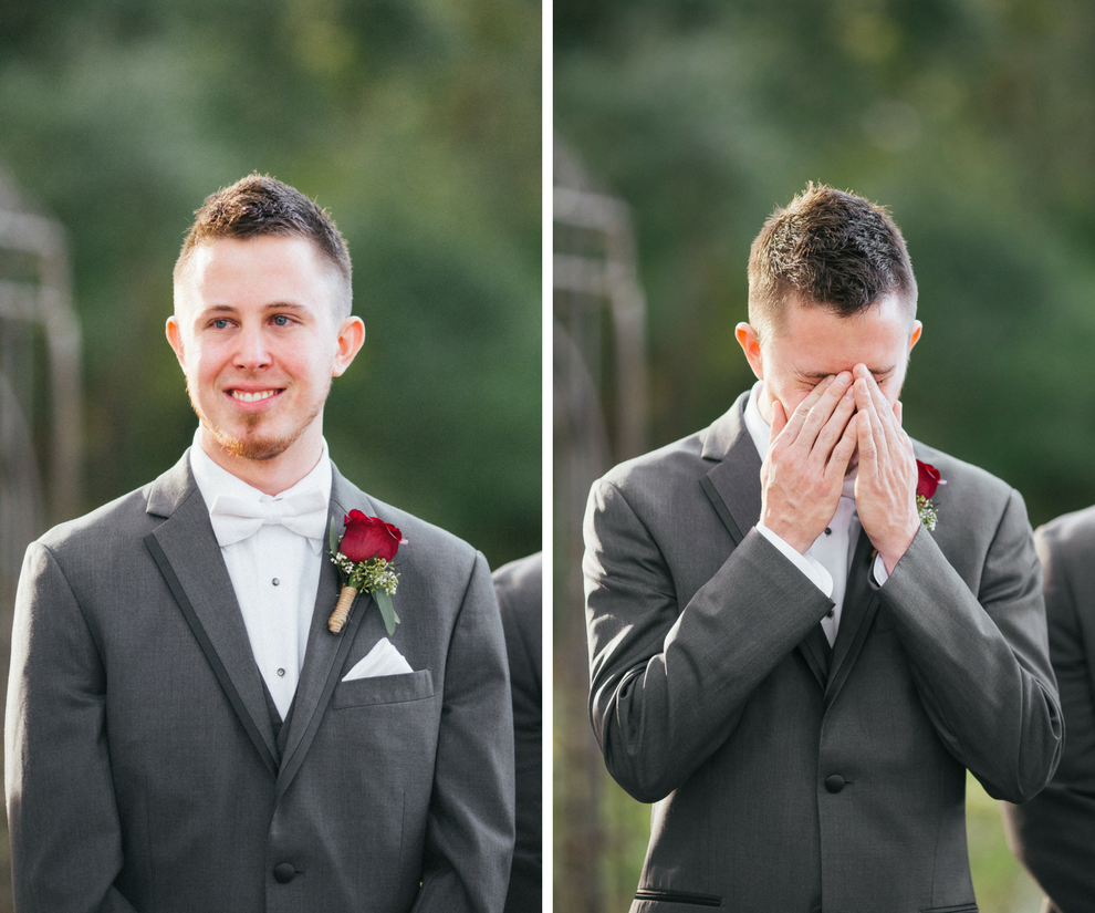Groom Reaction to Bride During Wedding Ceremony Portrait | Tampa Bay Wedding Photographer Rad Red Creative
