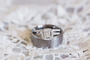 Engagement Ring with Hammered Wedding Band