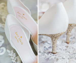 Gold Glitter Heel White Kate Spade Wedding Shoes