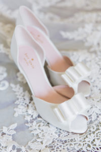 White Bow Open Toed Kate Spade Wedding Shoes