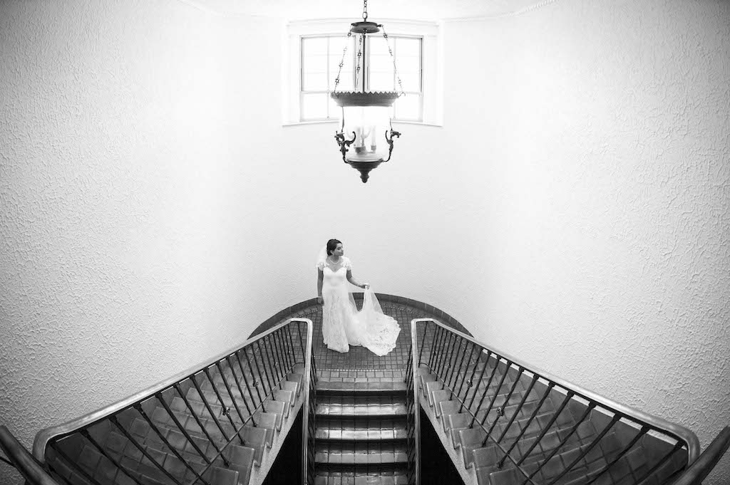 Creative Bridal Portrait with Staircase | St Pete Wedding Venue The Vinoy Renaissance Hotel