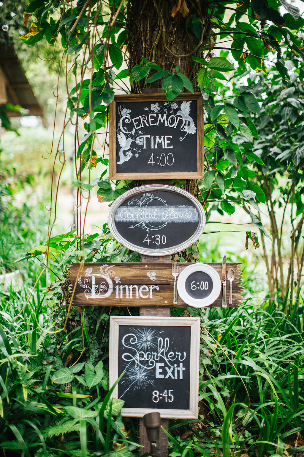Wedding Ceremony Welcome Signs on Wood and Chalkboard | Tampa Bay Outdoor Farm Wedding