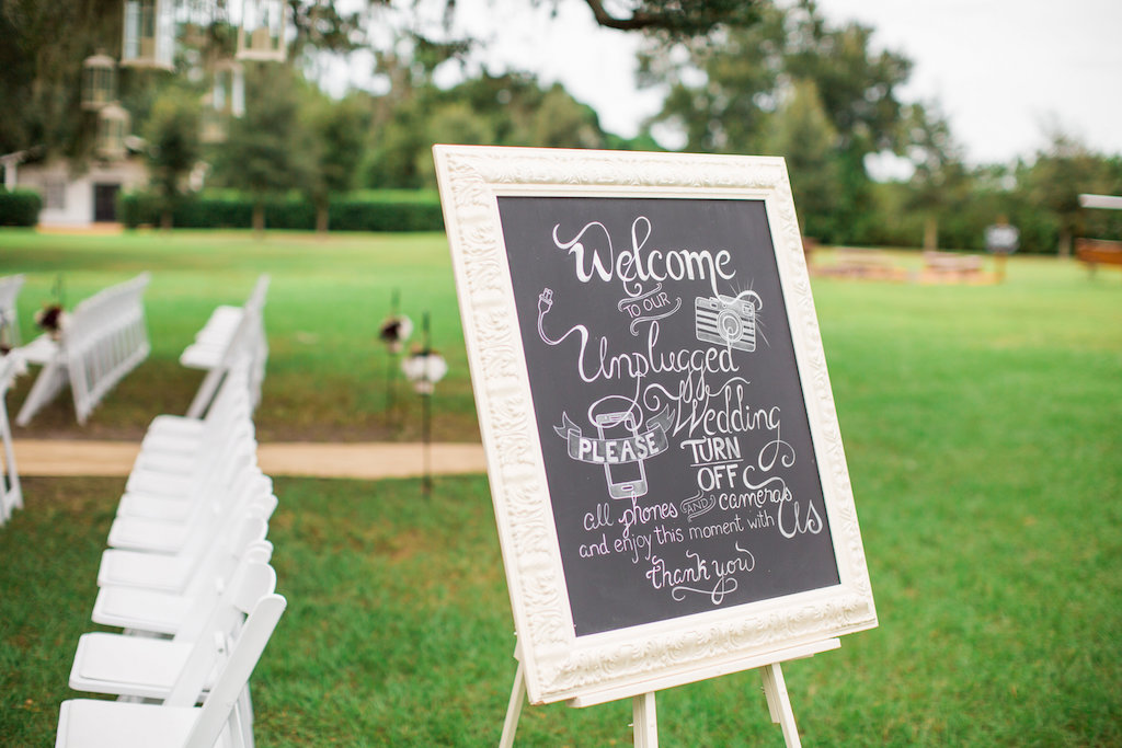Outdoor Wedding Ceremony Welcome Chalkboard Sign