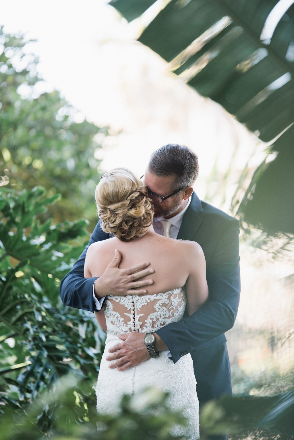 Outdoor Garden First Look Portrait | Tampa Bay Wedding