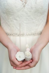 Elegant Gray and White Floral Southern Wedding with Delicate Cake Pops decorated with Blush Flowers | Tampa Bay Wedding Desserts Sweetly Dipped Confections