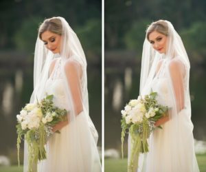 Elegant Traditional Outdoor Garden Bridal Portrait with Veil and White Floral with Organic Hanging Greenery | Tampa Bay Wedding Hair and Makeup by Michele Renee the Studio | Tampa, FL Wedding Photographer Andi Diamond Photography
