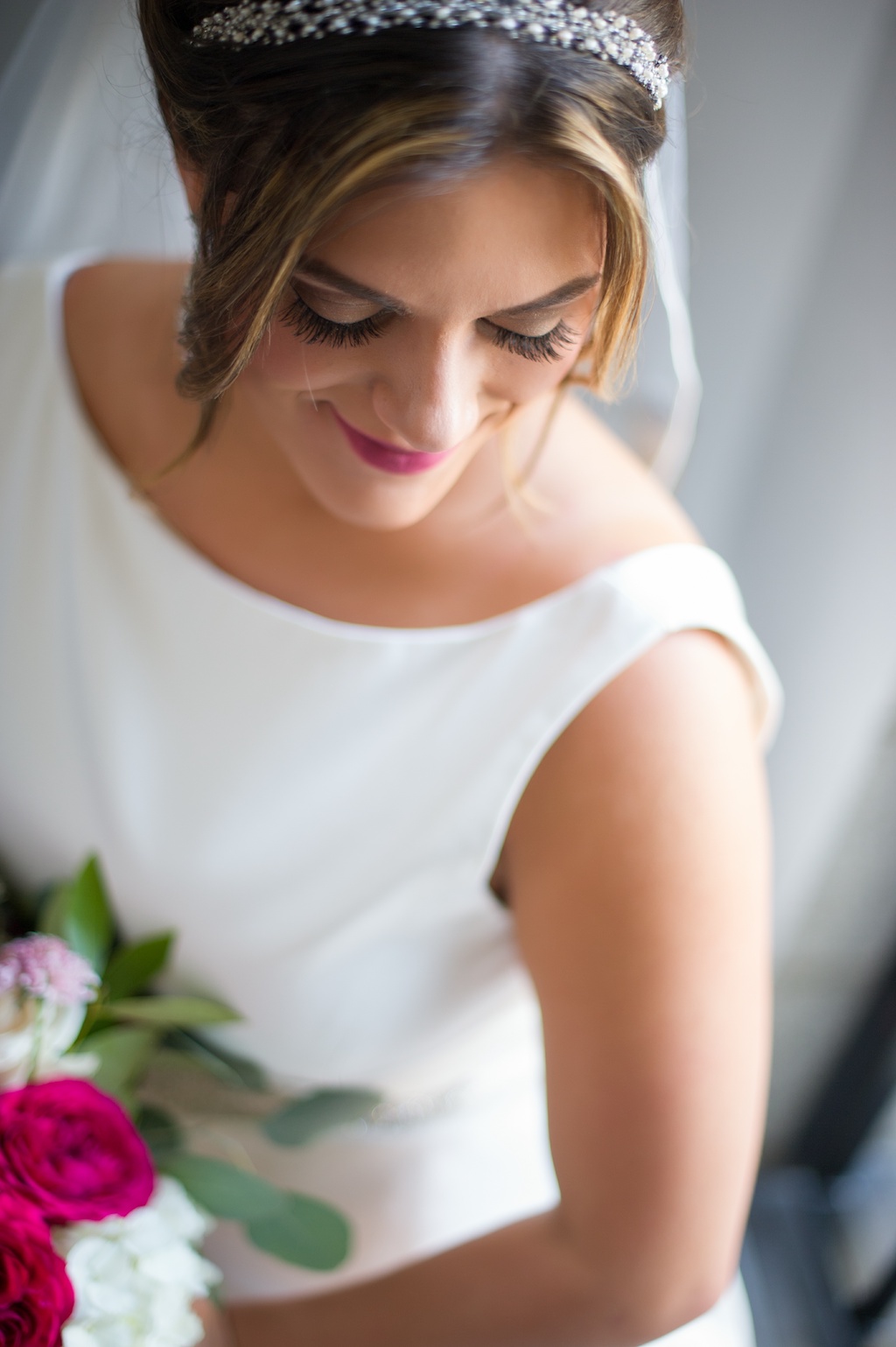 Bridal Portrait with Jeweled Beaded Headband | Tampa Bay Wedding Photographer Andi Diamond