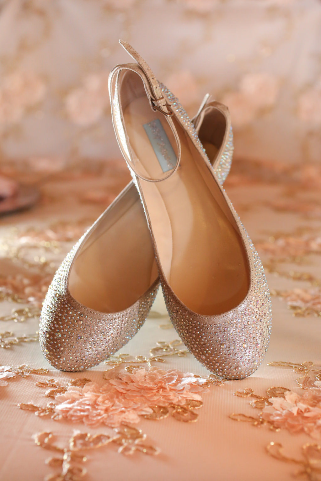 Blush Rhinestone Ballet Flat Wedding Shoes