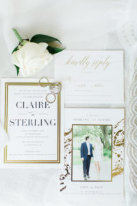 Elegant White and Gold Foil Marble Wedding Invitation Suite