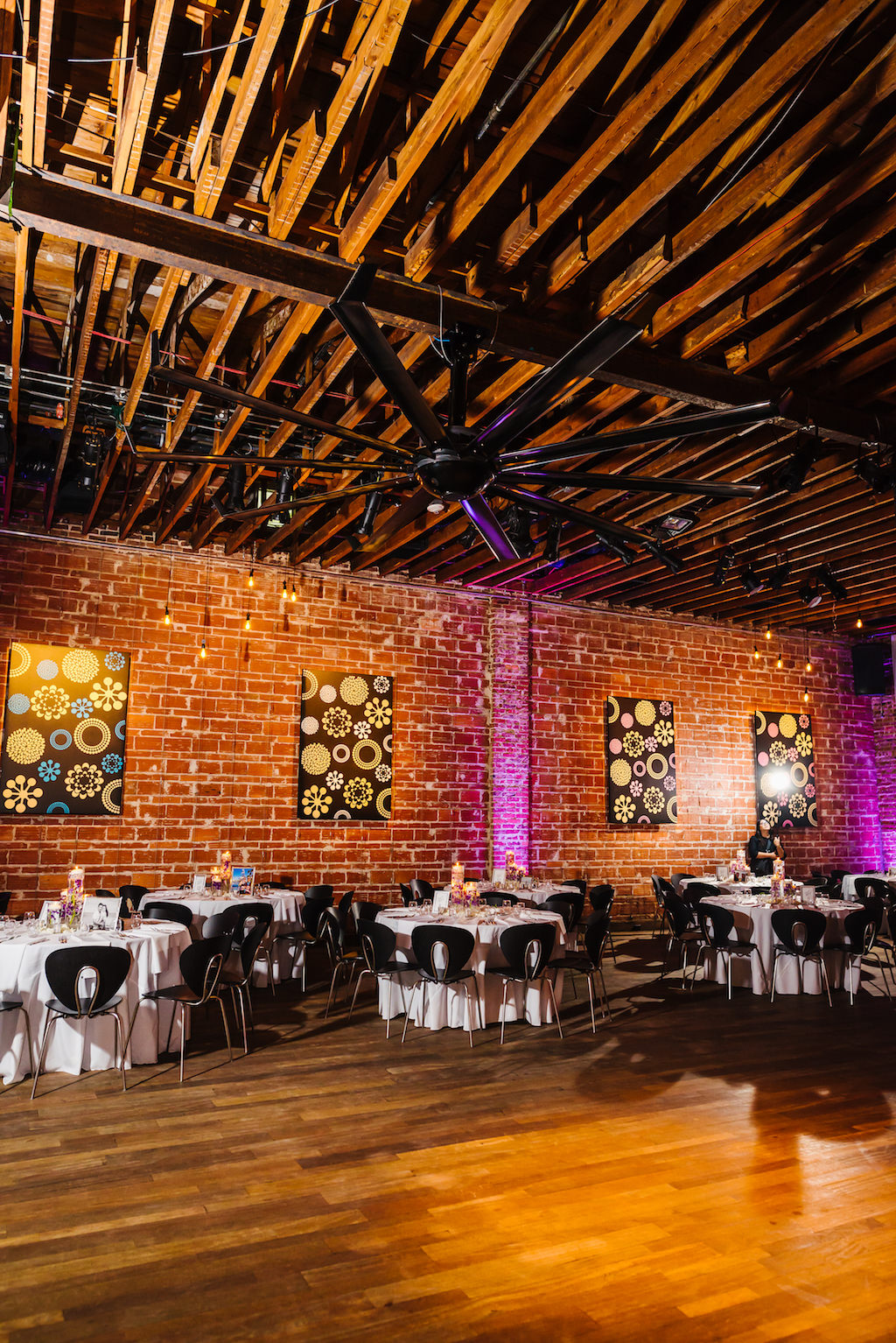 Modern Purple and White Wedding Reception at Historic Exposed Brick Downtown St Pete Wedding Venue NOVA 535