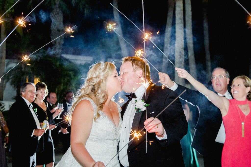 Outdoor Nighttime Sparkler Wedding Exit Portrait | Tampa Bay Wedding Photographer Ailyn La Torre Photography