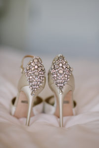 Pink Rhinestone Heel Stiletto Ivory Wedding Shoes