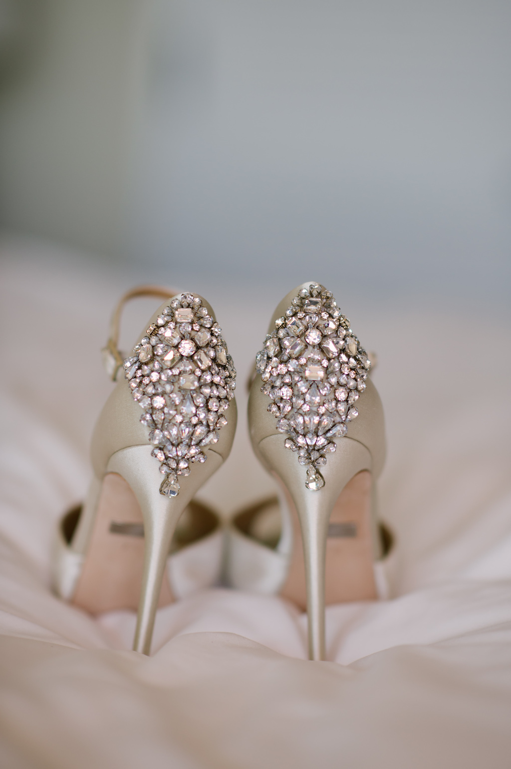 Pink Rhinestone Heel Stiletto Ivory Wedding Shoes