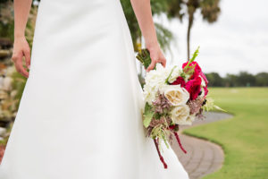 Bridal Bouquet with Natural Fern Greenery, Ivory and Magenta Roses | Tampa Bay Wedding Florist Gabro Event Services | Clearwater Wedding Venue Countryside Country Club