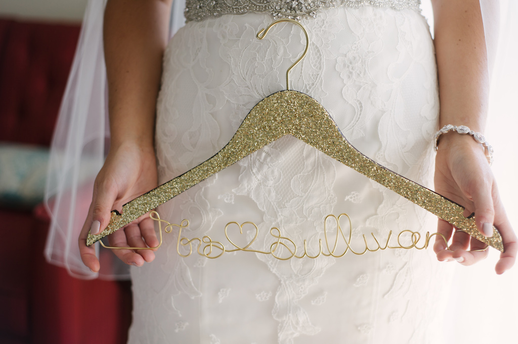 Personalized Gold Glitter Wedding Dress Hanger