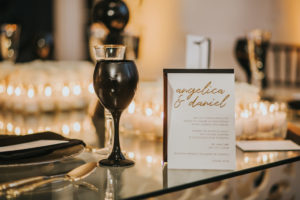 Sophisticated Black White and Gold Wedding Invitation with Black Wine Glass | Tampa Bay Wedding Invitation and Papergoods URBANcoast