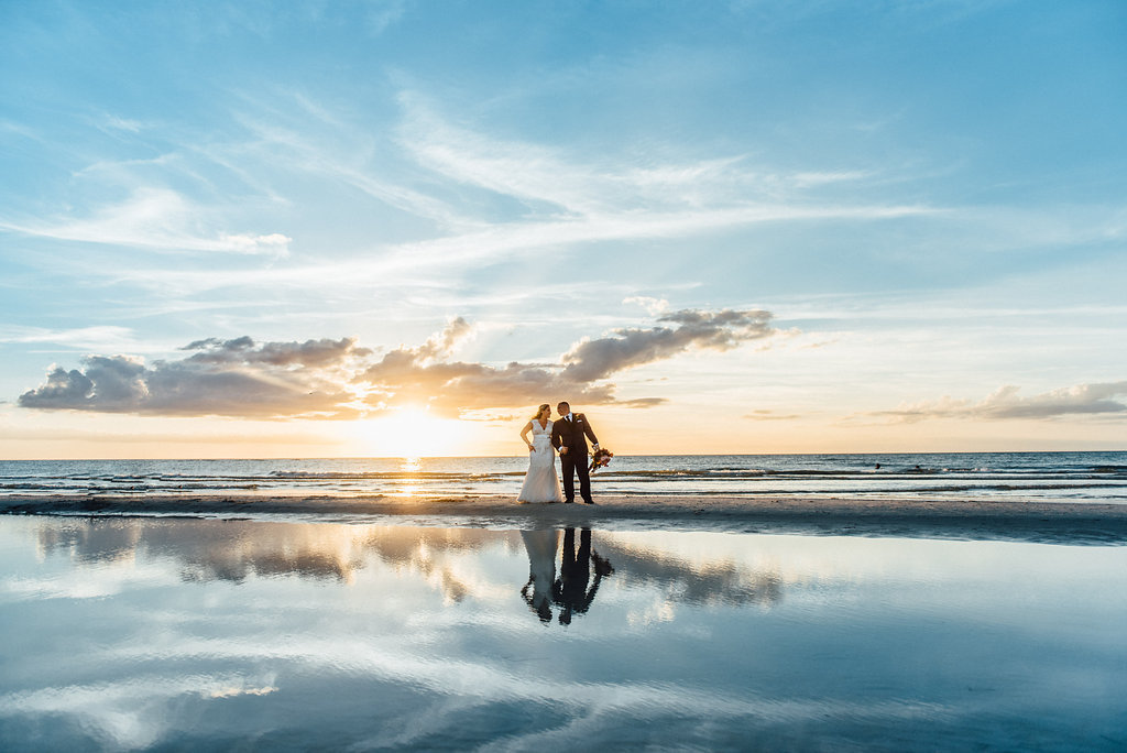 Outdoor Clearwater Beach Sunset Bride and Groom Wedding Portrait | Clearwater Beach Wedding Planner Special Moments Event Planning