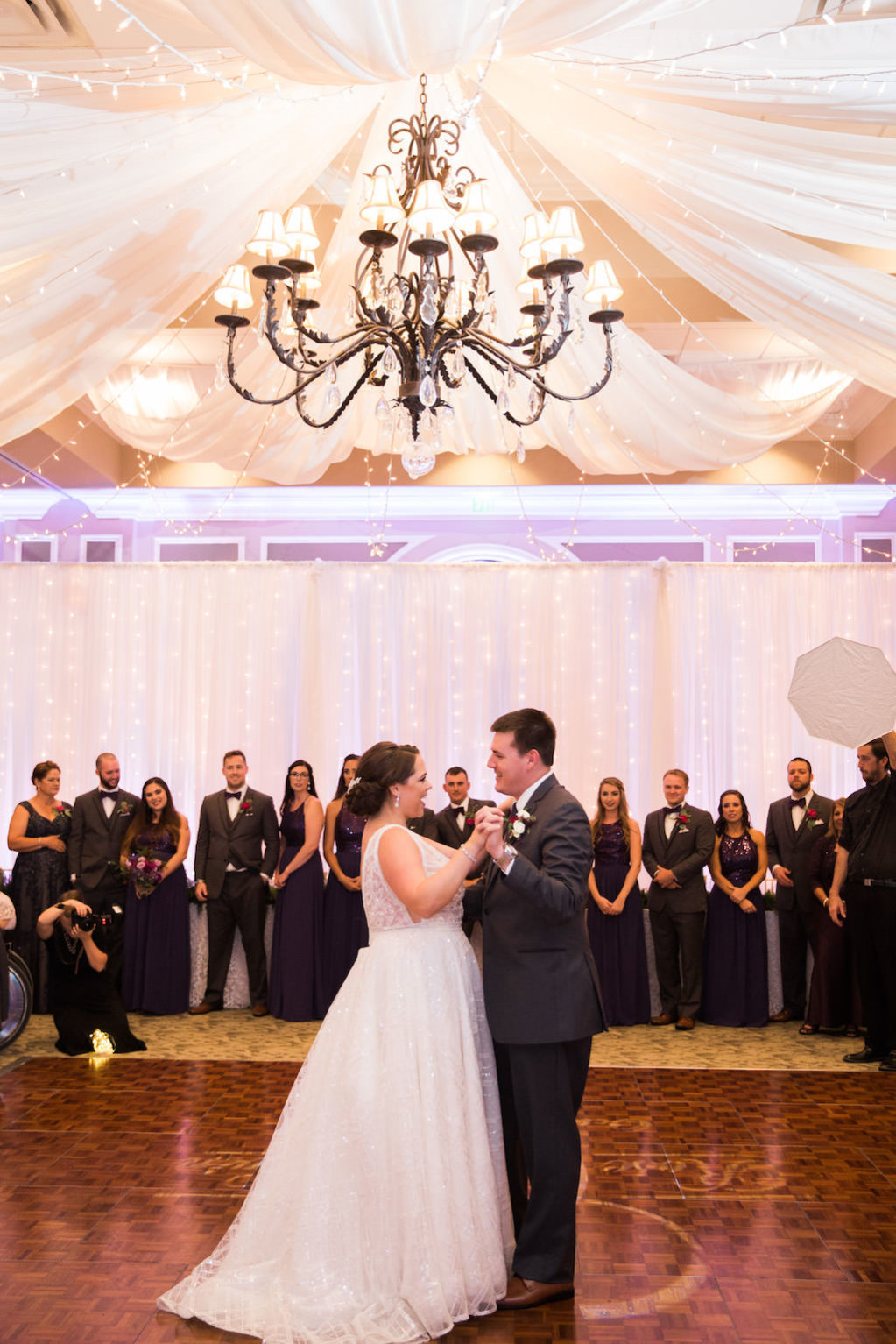 Whimsical Ballroom Wedding Reception First Dance Portrait | Sarasota Wedding DJ Grant Hemond and Associates