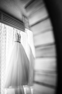 Ballgown Belted Madeline Gardner Wedding Dress on Hanger