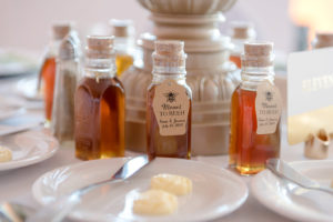 Mini Jar of Honey Wedding Favor with Custom Printed Tag with Honeybee