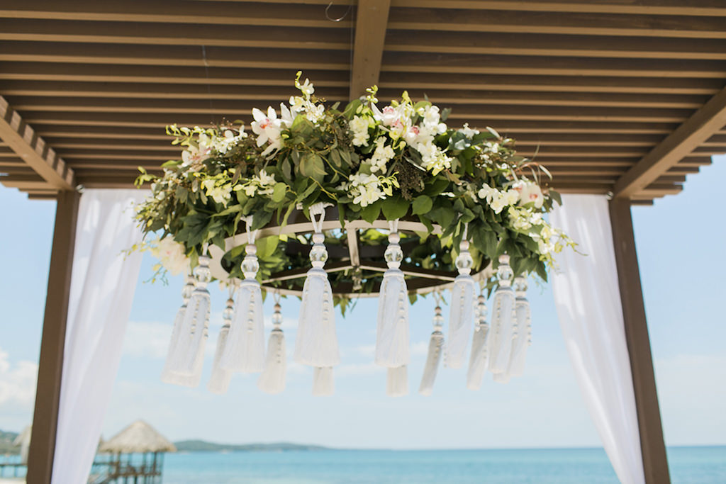 Sandals South Coast Jamaica Destination Caribbean Beach Wedding Tropical Ceremony Decor Inspiration | Alexis June Weddings