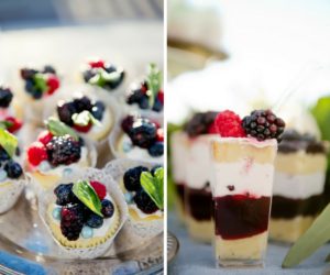 French Countryside Wedding Desserts with Fresh Berry Fruit Tart and Parfait Shooters | Tampa Bay Wedding Dessert Alessi Bakery
