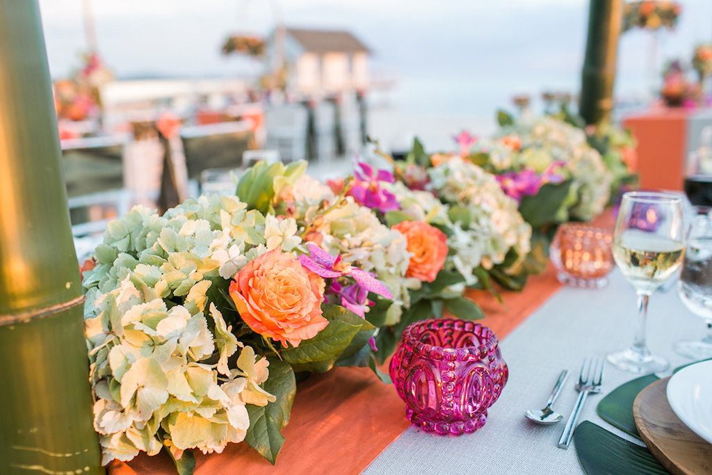 Sandals South Coast Jamaica Destination Caribbean Wedding Tropical Beach Wedding Reception Decor and Centerpieces | Alexis June Weddings