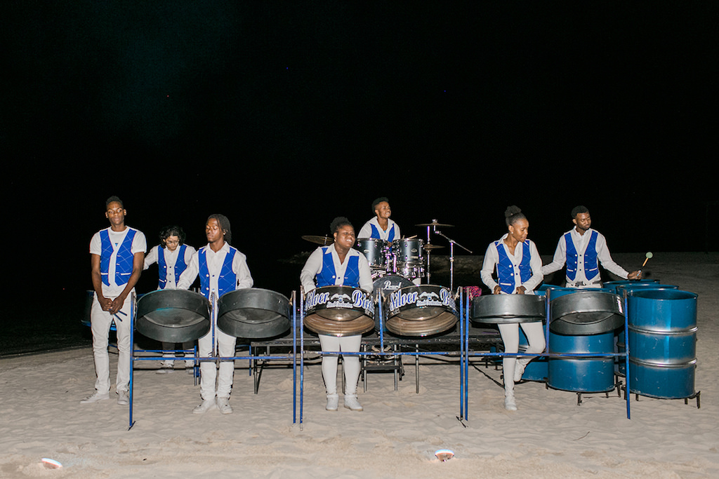 Sandals South Coast Jamaica Destination Caribbean Wedding Tropical Beach Wedding Reception Steel Drum Band | Alexis June Weddings