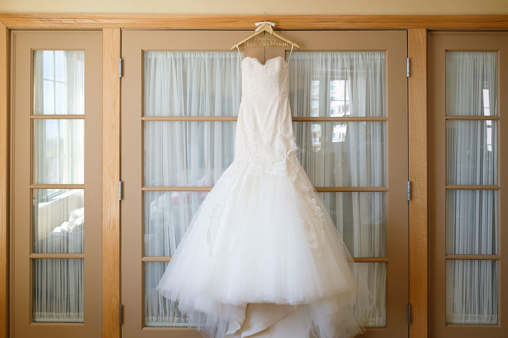 Strapless Mermaid Lazaro Wedding Dress on Customized Hanger