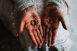 Traditional Hindu Indian Wedding Bridal Portrait with Henna and Wedding Rings | Tampa Bay Wedding Photographer Grind and Press Photography