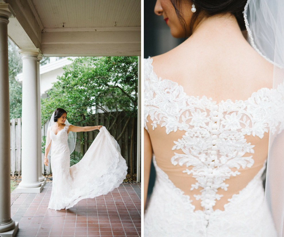 Outdoor Bridal Portrait in Lace illusion Back Stella York Dress | Tampa Wedding Photographer Kera Photography