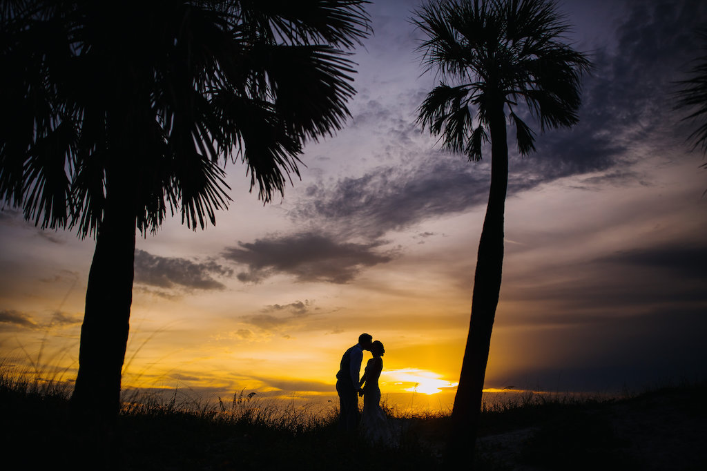 Beach Sunset Wedding Portrait | Clearwater Beach Wedding Photographer Rad Red Creative