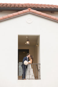 Outdoor Balcony Wedding Portrait, Groom in Blue Suit with Brown Shoes | Tampa Bay Wedding Venue The Westshore Yacht Club | Photographer Lifelong Studios Photography