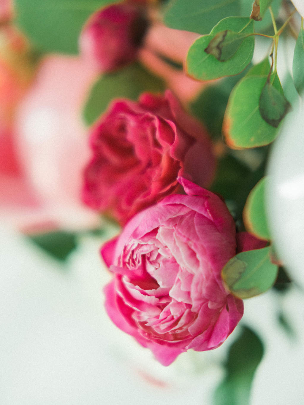Pink and Red Peony Wedding Decor Flowers with Greenery