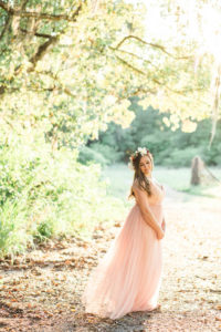 Boho Bride with Flower Crown and Blush Pink Wedding Dress | Outdoor Whimsical Garden Wedding Inspiration