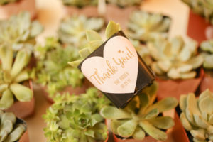 MIni Succulent in Customized Printed Heart Planter Thank You Wedding Favor