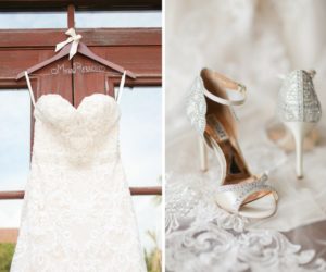 Morilee Madeline Gardner Strapless Ivory Wedding Dress on Customized Mrs Hanger and Open Toe Rhinestone Stiletto Badgley Mischka Bridal Shoes