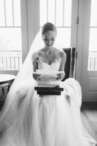 Bride Getting Ready Portrait, Reading Letter From Groom