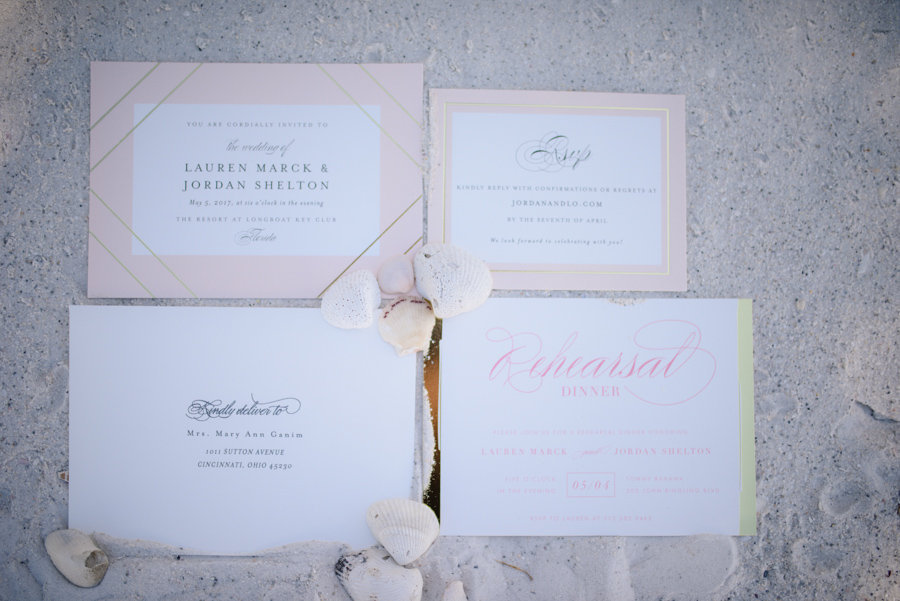 Blush Pink with Gold Geometric Foil Wedding Invitation Suite