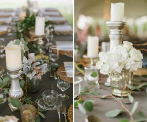 Outdoor Tented Wedding Reception with Organic Greenery Inspired Decor, Long Feasting Tables and Candle Centerpieces | Sarasota Wedding Planner Jennifer Matteo Event Planning