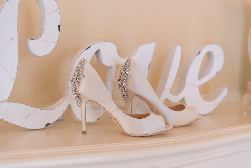 Satin Peep Toe Rhinestone Heel Wedding Shoes