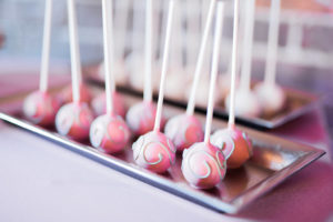 Pink Cake Pops with Silver Swirl Pattern from Tampa Bay Wedding Dessert Bakery Sweetly Dipped Confections