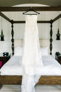 Enzoani Sweetheart Lace Wedding Dress on Hanger