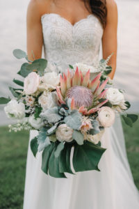 Organic Greenery Inspired Large Neutral Pastel Wedding Bouquet for Outdoor Waterfront Wedding