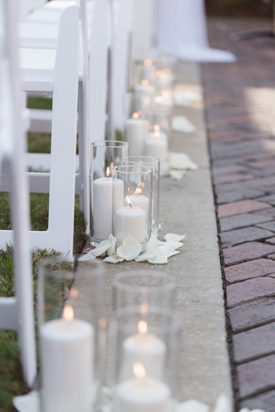 Elegant White Candle Wedding Ceremony Aisle Decor